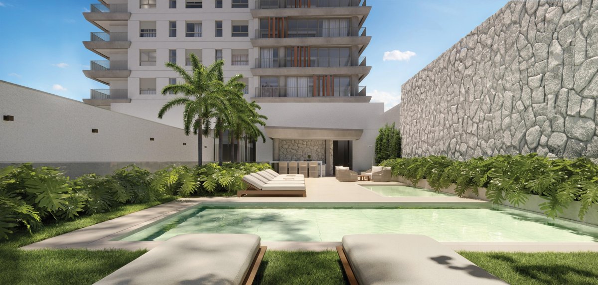 Piscina e jardins